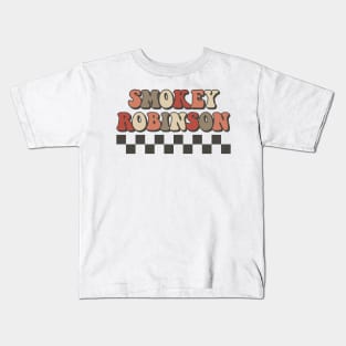 Smokey Robinson Checkered Retro Groovy Style Kids T-Shirt